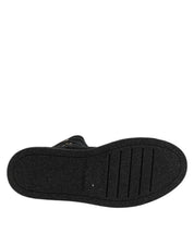 Black Alpaca Wool Suede Mid Calf Boots Shoes
