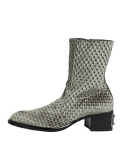Gray Cotton Velvet Mid Calf Short Boots Shoes