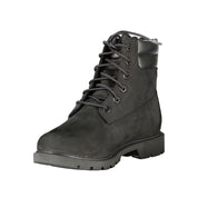 Black Leather Women Ankle Boot