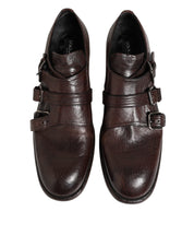 Brown Leather Monk Strap Formal Derby Shoes