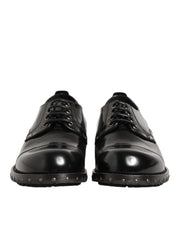 Black Leather Studded Men Formal Derby Shoes