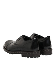 Black Leather Studded Men Formal Derby Shoes