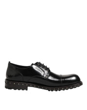 Black Leather Studded Men Formal Derby Shoes