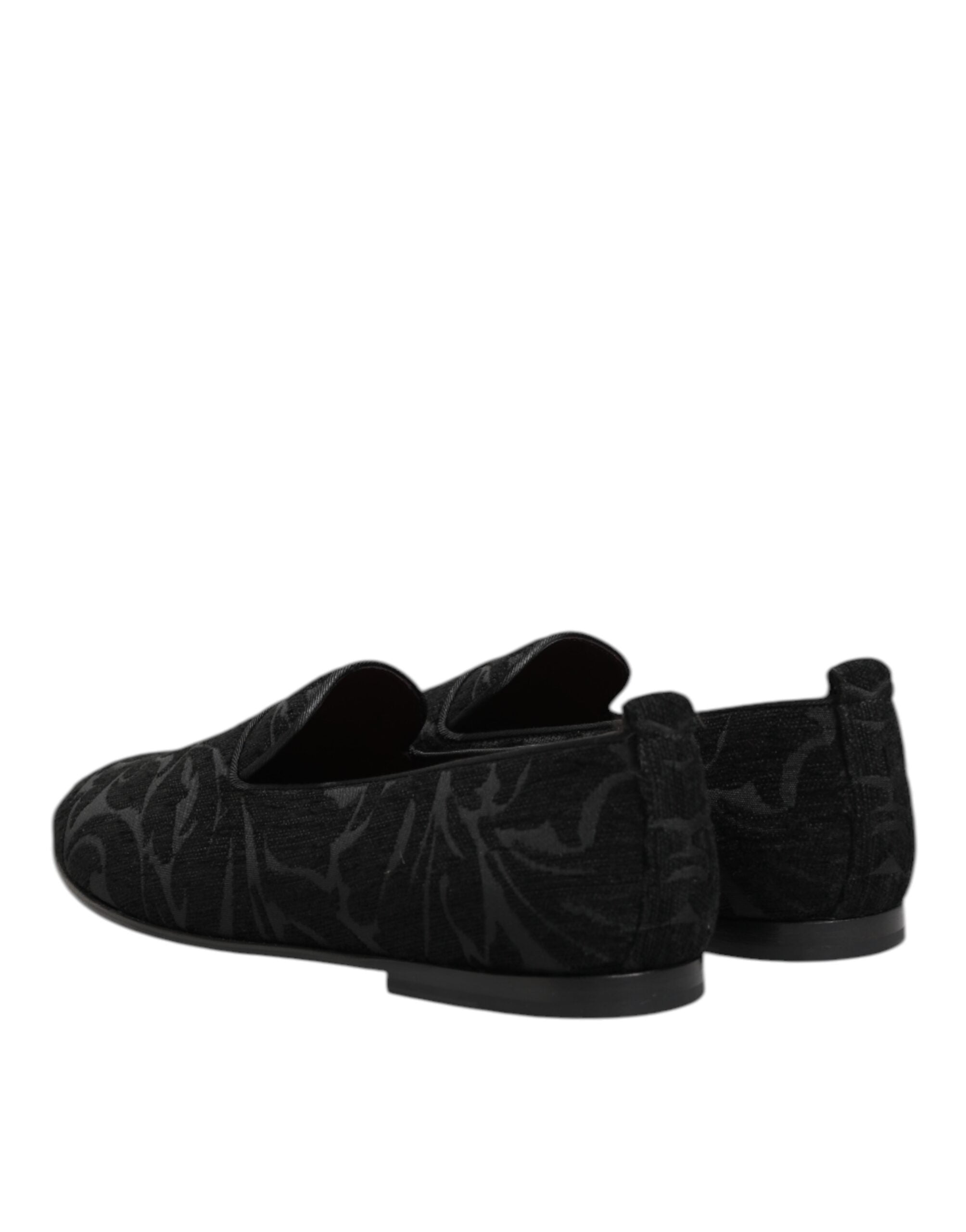 Dolce & Gabbana Black Brocade Loafers Slip On Men Dress Shoes Dolce & Gabbana
