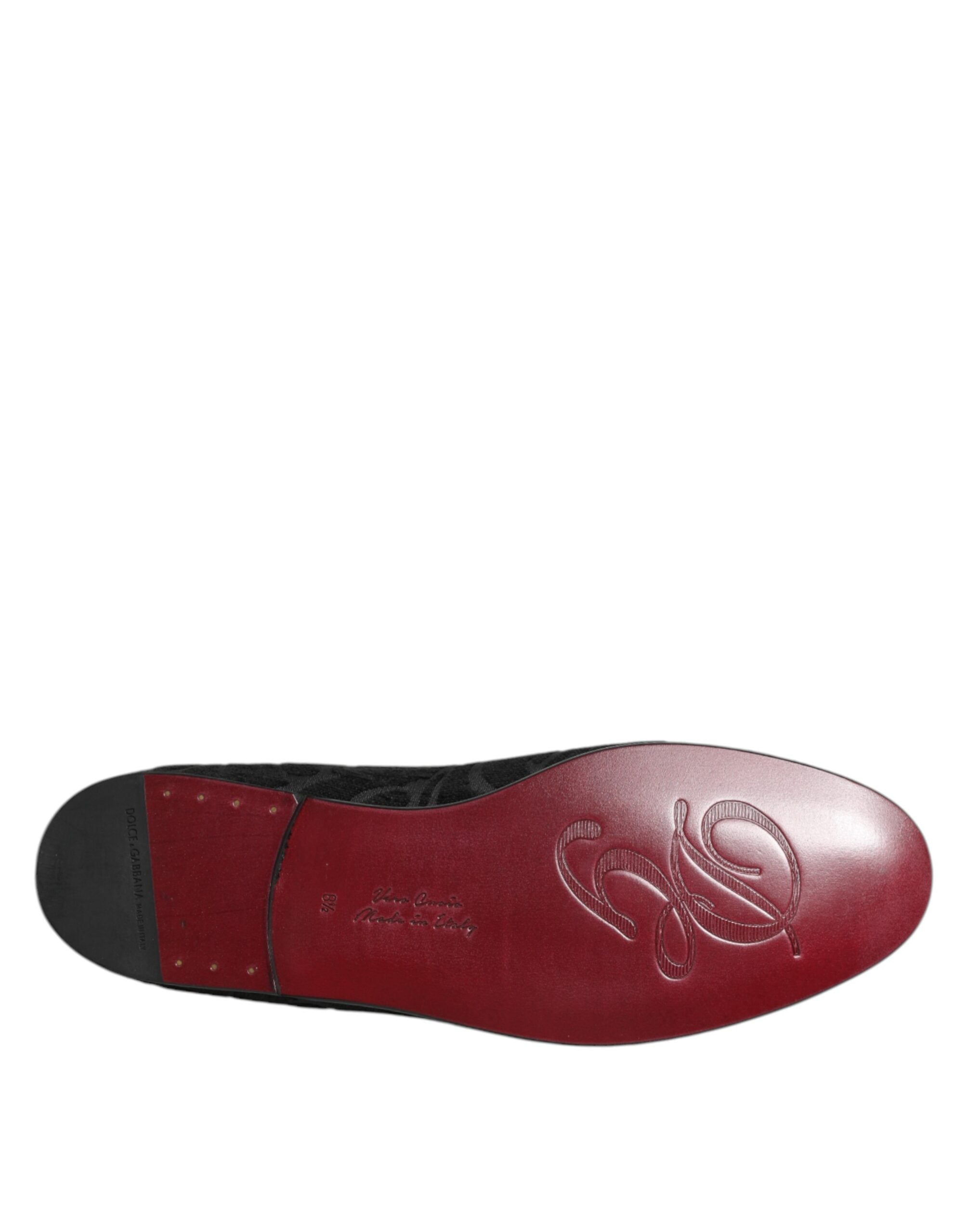 Dolce & Gabbana Black Brocade Loafers Slip On Men Dress Shoes Dolce & Gabbana