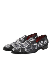 Black Silver Sequined Loafers Men Dress Shoes
