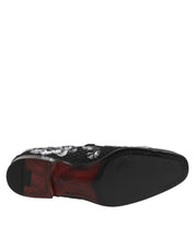 Black Silver Sequined Loafers Men Dress Shoes