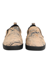 Beige Cotton Low Top Slip On Sneakers Shoes