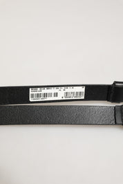 Black Double Strap Leather Silver Buckle Belt