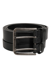 Dolce & Gabbana Black Double Strap Leather Silver Buckle Belt Dolce & Gabbana