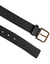 Black Leather Metal Buckle Classic Men Belt