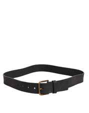 Black Leather Metal Buckle Classic Men Belt
