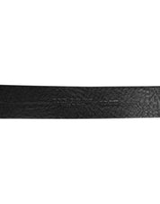 Black Leather Classic Metal Logo Buckle Belt