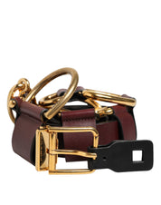 Brown Key Ring Clip Attachments Buckle Belt