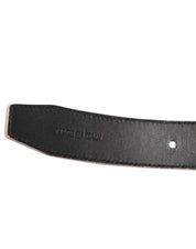 Pink Leather Perforated Detailing Buckle Belt