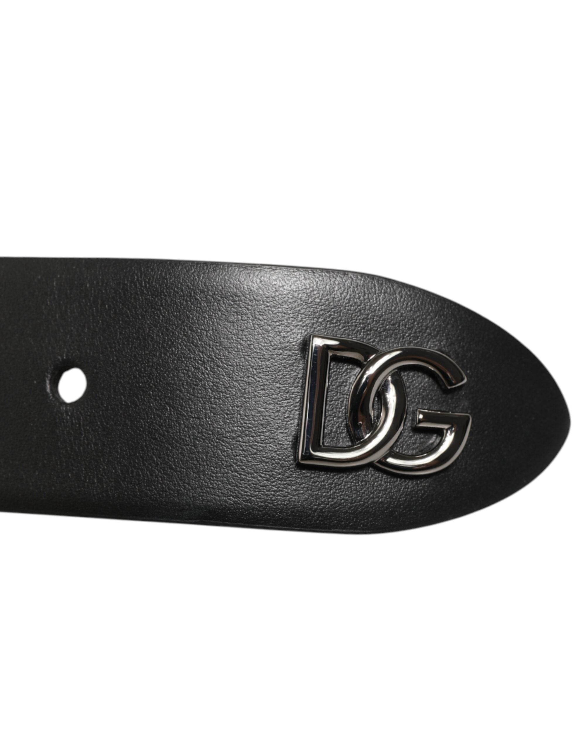 Dolce & Gabbana Black Calf Leather Studded Silver Buckle Belt Dolce & Gabbana