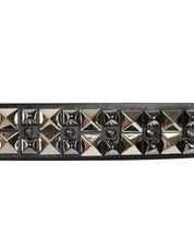 Dolce & Gabbana Black Calf Leather Studded Silver Buckle Belt Dolce & Gabbana
