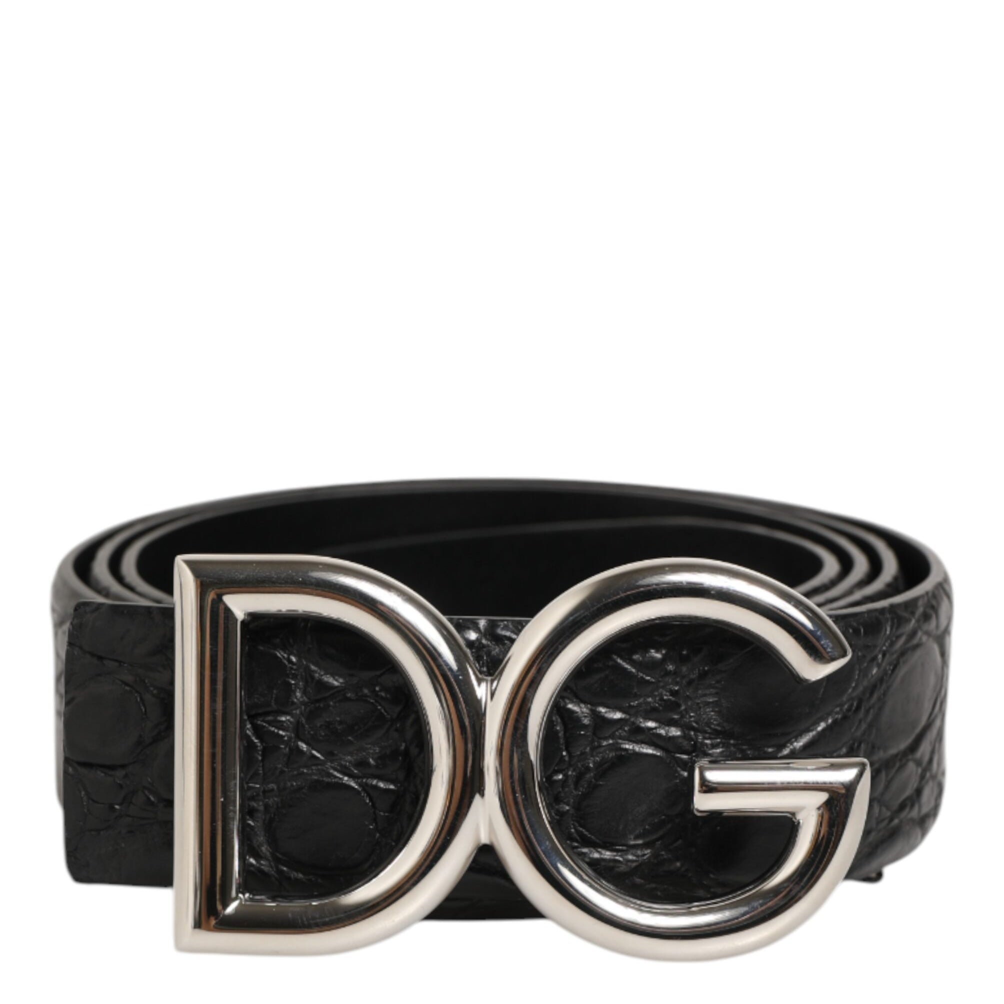 Dolce & Gabbana Black Exotic Leather DG Logo Buckle Belt Dolce & Gabbana