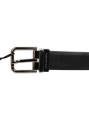 Black Leather Studded Silver-Tone Buckle Belt