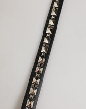 Dolce & Gabbana Black Leather Studded Silver-Tone Buckle Belt Dolce & Gabbana