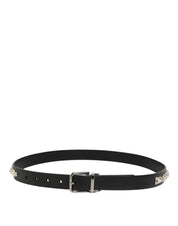 Dolce & Gabbana Black Leather Studded Silver-Tone Buckle Belt Dolce & Gabbana