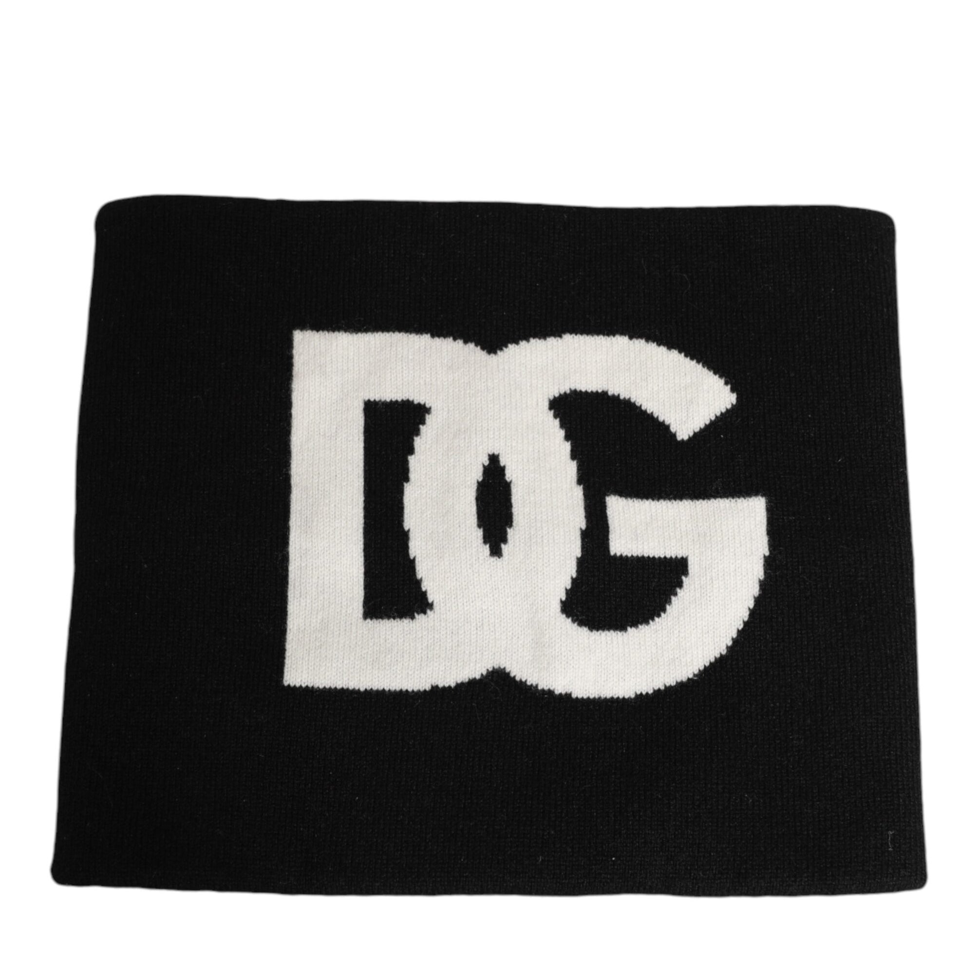Dolce & Gabbana Black D&G Logo Cashmere Knitted Men One Size Scarf Dolce & Gabbana