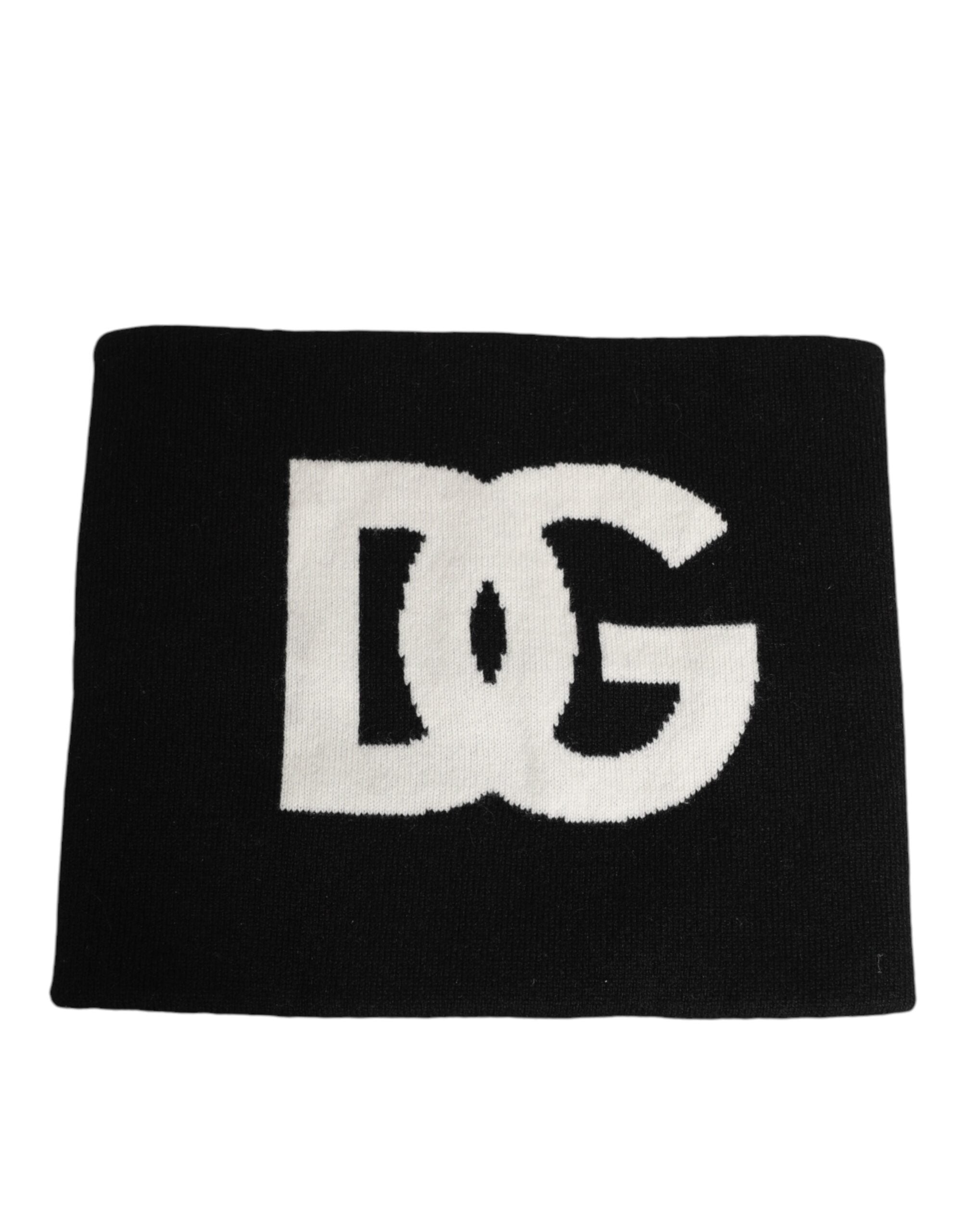 Dolce & Gabbana Black D&G Logo Cashmere Knitted Men One Size Scarf Dolce & Gabbana