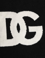 Black D&G Logo Cashmere Knitted Men One Size Scarf