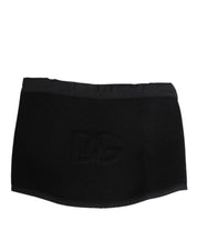 Dolce & Gabbana Black Lace Stole Knitted DG Logo Men One Size Scarf Dolce & Gabbana