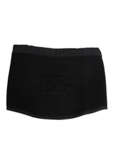 Dolce & Gabbana Black Lace Stole Knitted DG Logo Men One Size Scarf