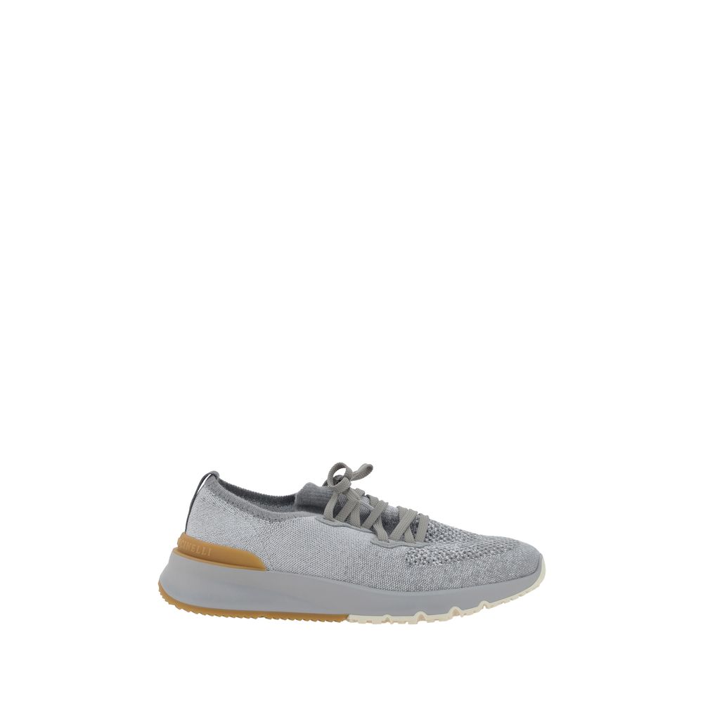 Brunello Cucinelli Gray Cotton Athletic Sneakers