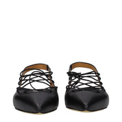 Black Leather Flats
