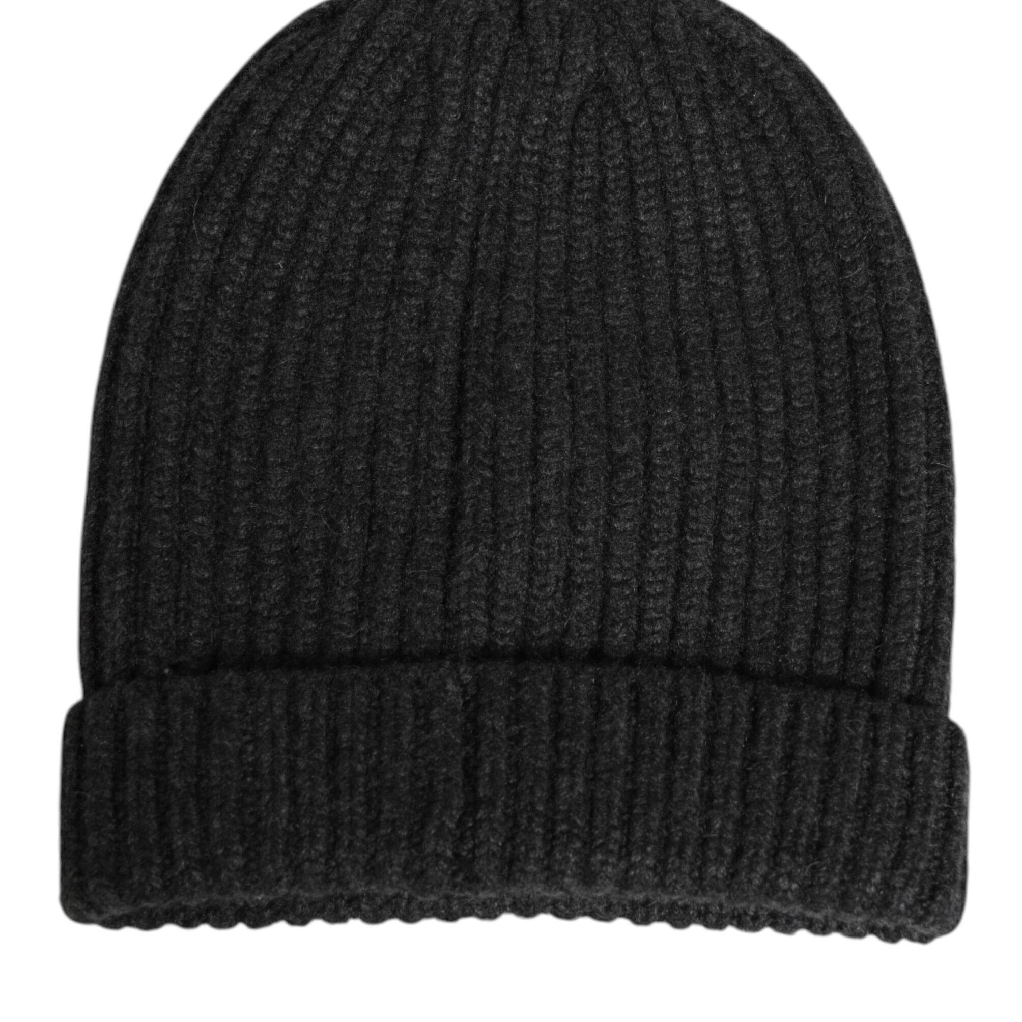 Dolce & Gabbana Black Cashmere Knitted Beanie Men Capello Hat Dolce & Gabbana