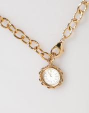 Gold Crystal Clock Pendant Statement Jewelry Necklace
