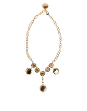 Gold Crystal Clock Pendant Statement Jewelry Necklace