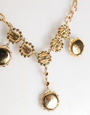 Gold Crystal Clock Pendant Statement Jewelry Necklace