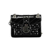 Black Polyurethane Women Shoulder Bag