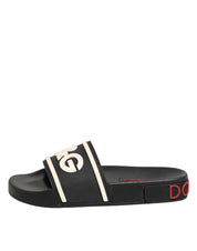 Black Rubber Slides Sandals Beachwear Shoes