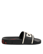 Black Rubber Slides Sandals Beachwear Shoes