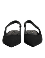 Black Crystal Charmeuse Slingback Shoes