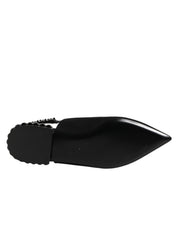 Black Crystal Charmeuse Slingback Shoes