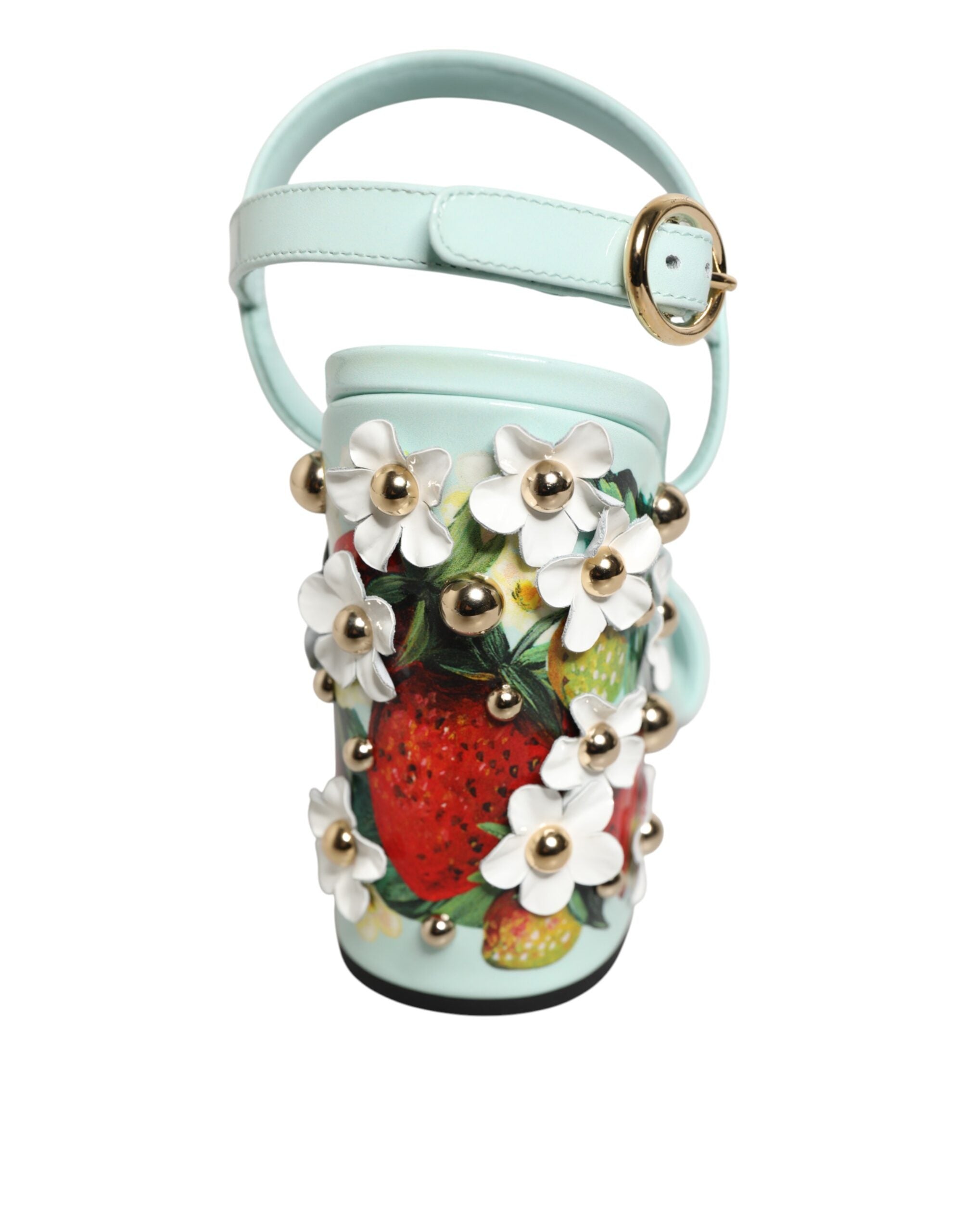 Dolce & Gabbana Mint Green Floral Studs Heels Sandals Shoes Dolce & Gabbana