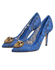 Dolce & Gabbana Blue Taormina Lace DEVOTION Pumps Shoes \ Dolce & Gabbana