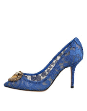 Dolce & Gabbana Blue Taormina Lace DEVOTION Pumps Shoes \ Dolce & Gabbana