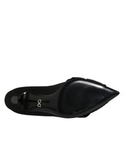 Black Satin Bow Crystal Embellishment Pumps Shoes