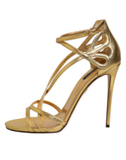 Gold Leather Keira Heels Sandals Shoes