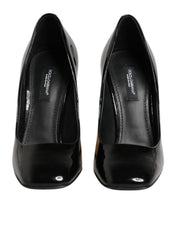 Black Gold Patent Leather Logo Heels Pumps Shoes