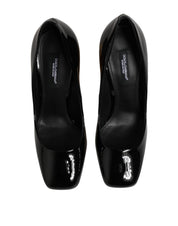 Black Gold Patent Leather Logo Heels Pumps Shoes