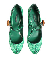 Green Silk MARY JANES Leaf Sandals Shoes