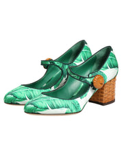 Green Silk MARY JANES Leaf Sandals Shoes